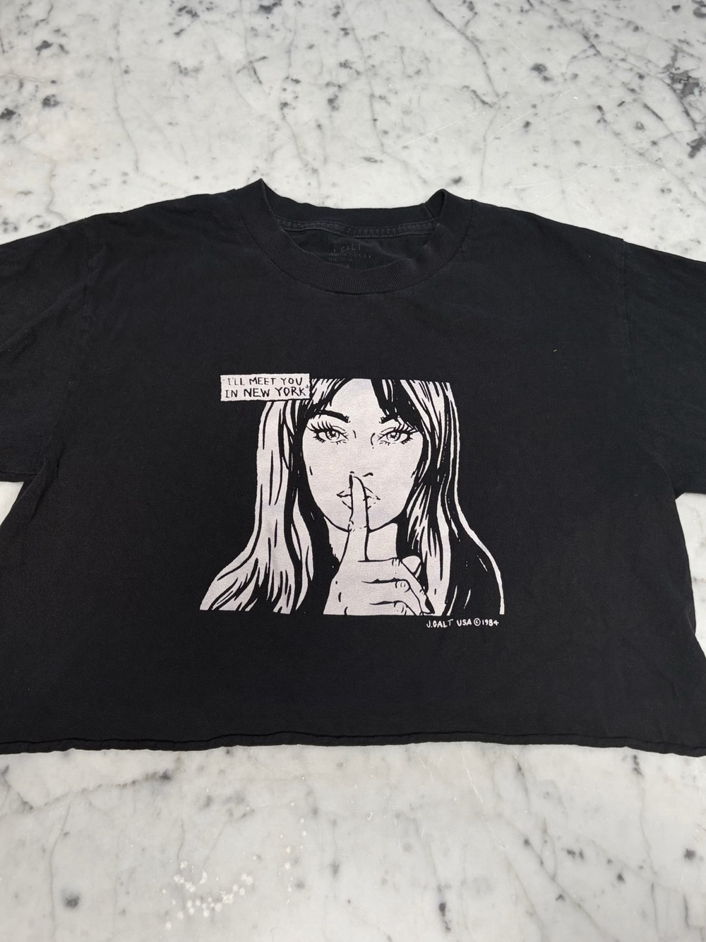 Brandy Melville “I’ll Meet You In New York” Graphic Crop-Top